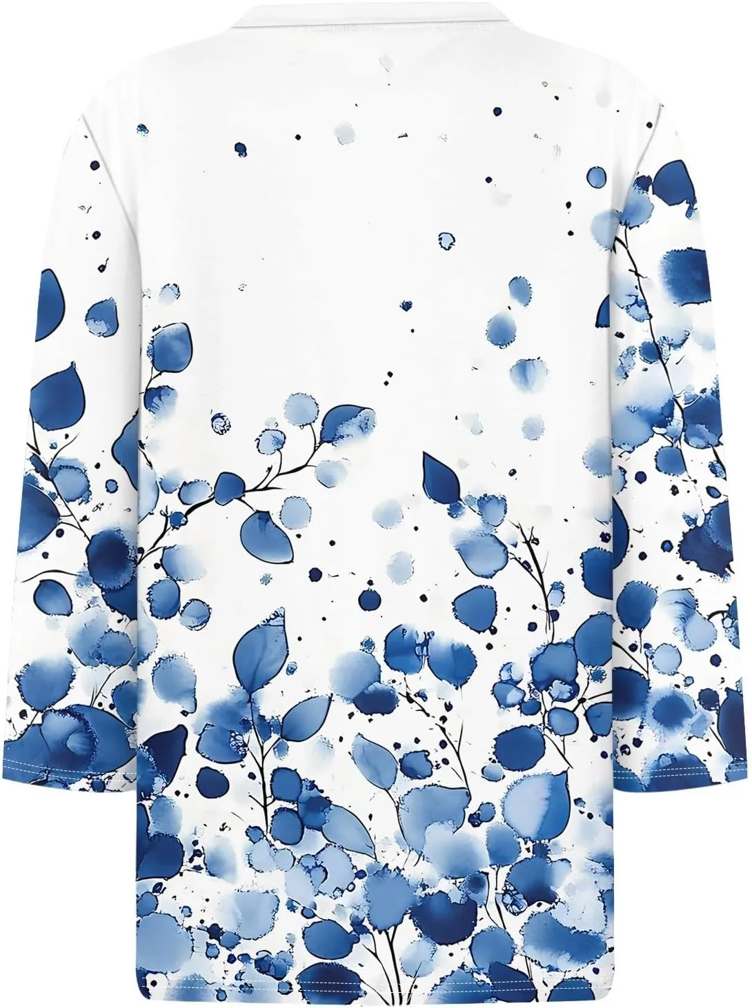2025 Summer Shirts for Women 3/4 Length Sleeve Crewneck Tops Casual Loose Fit Shirt Floral Printed Cute Blouse