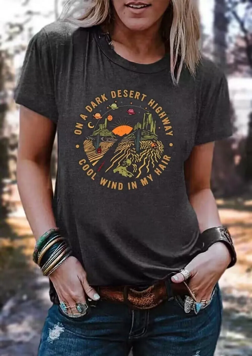 Adventure Awaits Outdoor Graphic T Shirt Women Retro Colorful Print Tees Hike Mountain Nature Travel Shirt Workout Tops
