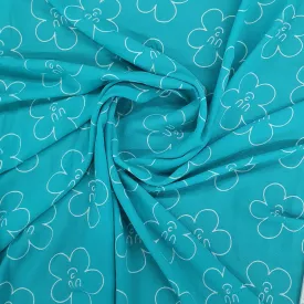 Aqua Blue Floral Print georgette Fabric