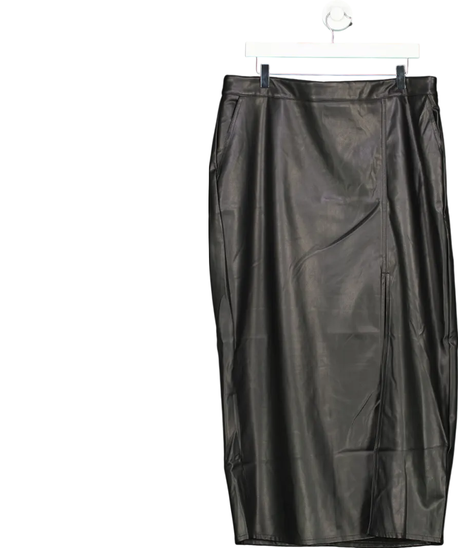 ASOS Black Faux Leather Maxi Skirt UK 18