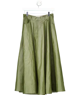 ASOS Green Leather Look Volume Maxi Skirt In UK 8