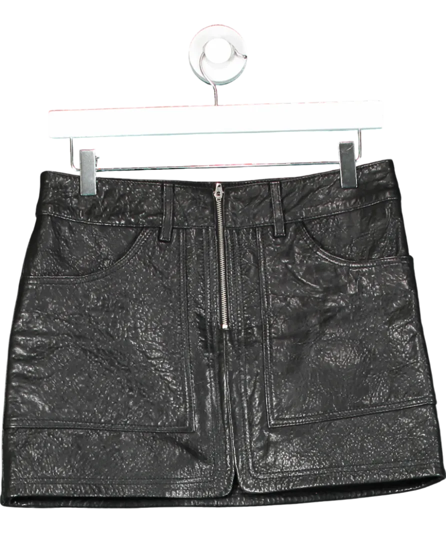 Ba&sh Black Baly Leather Mini Skirt Fr34 UK 6