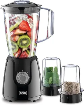 BLACK DECKER Blender with Grinder Mills, 400W Power, 1.5L with 300ml 2 Grinding Mills,