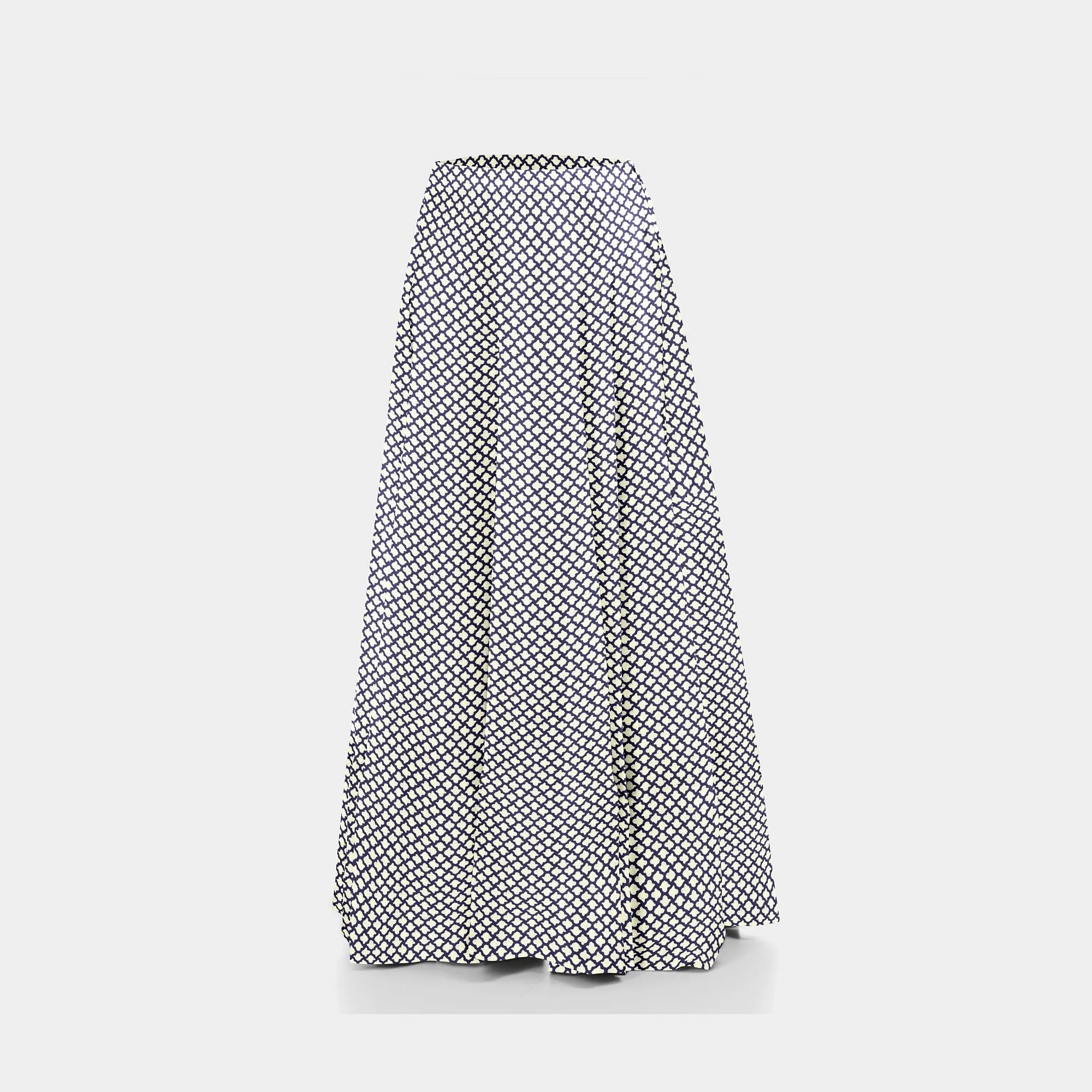 Blue & Cream Traditional Print Viscose Dobby Fabric
