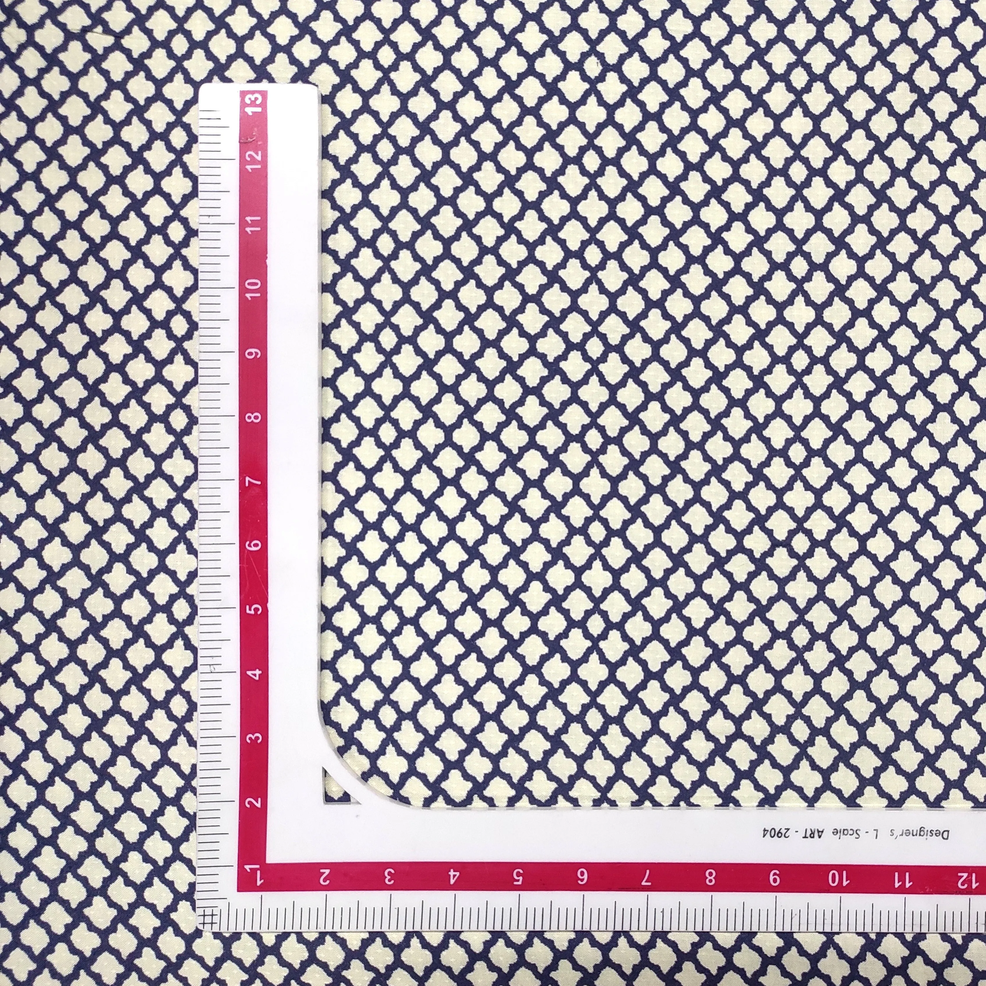 Blue & Cream Traditional Print Viscose Dobby Fabric