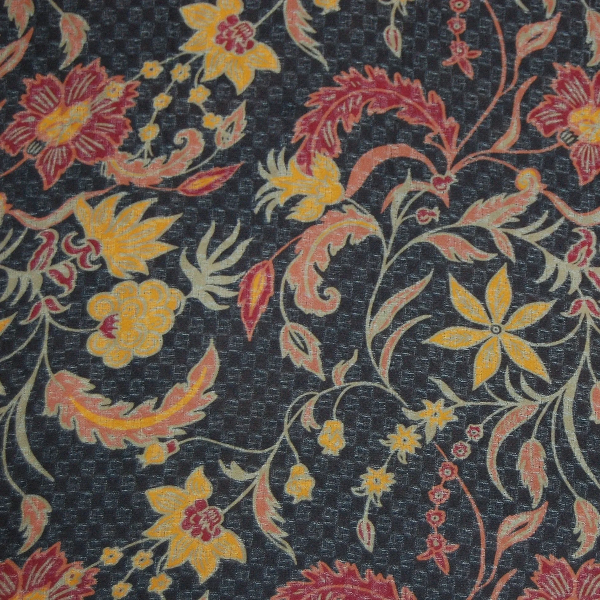 Brown Floral Print Viscose Dobby Fabic