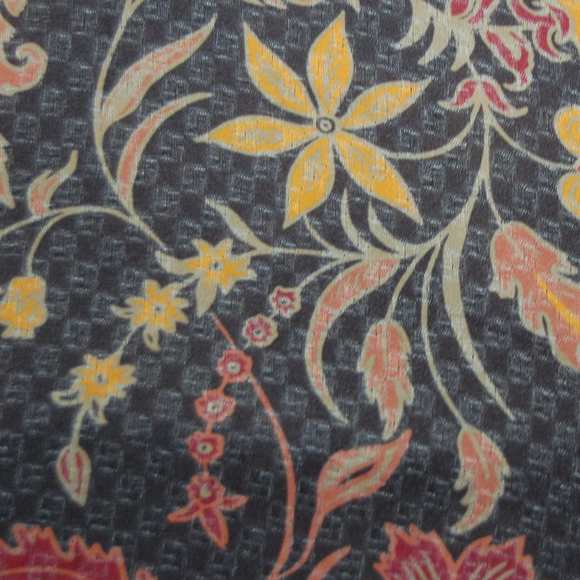 Brown Floral Print Viscose Dobby Fabic
