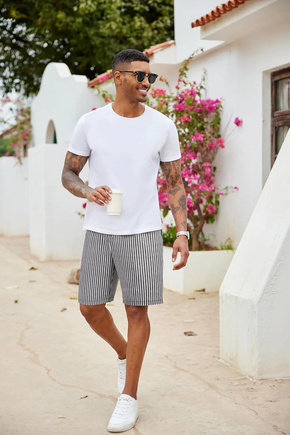 COOFANDY Men's Casual Drawstring Shorts Lightweight Elastic Waist Walking Shorts with Pockets