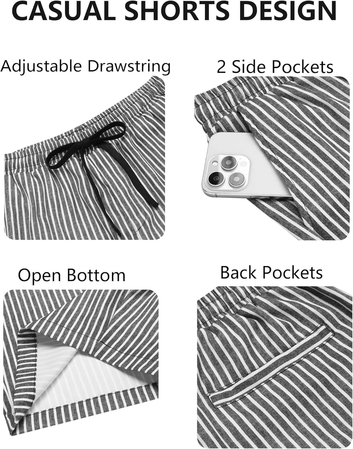 COOFANDY Men's Casual Drawstring Shorts Lightweight Elastic Waist Walking Shorts with Pockets