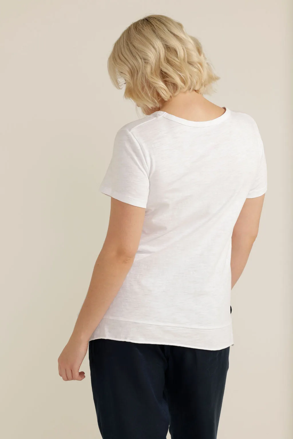 Cotton Hi Low Hem Tee White