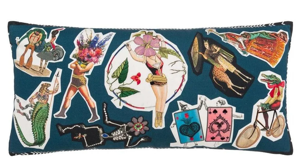 Double-sided pillow CIRCUS MULTICOLORE cotton satin