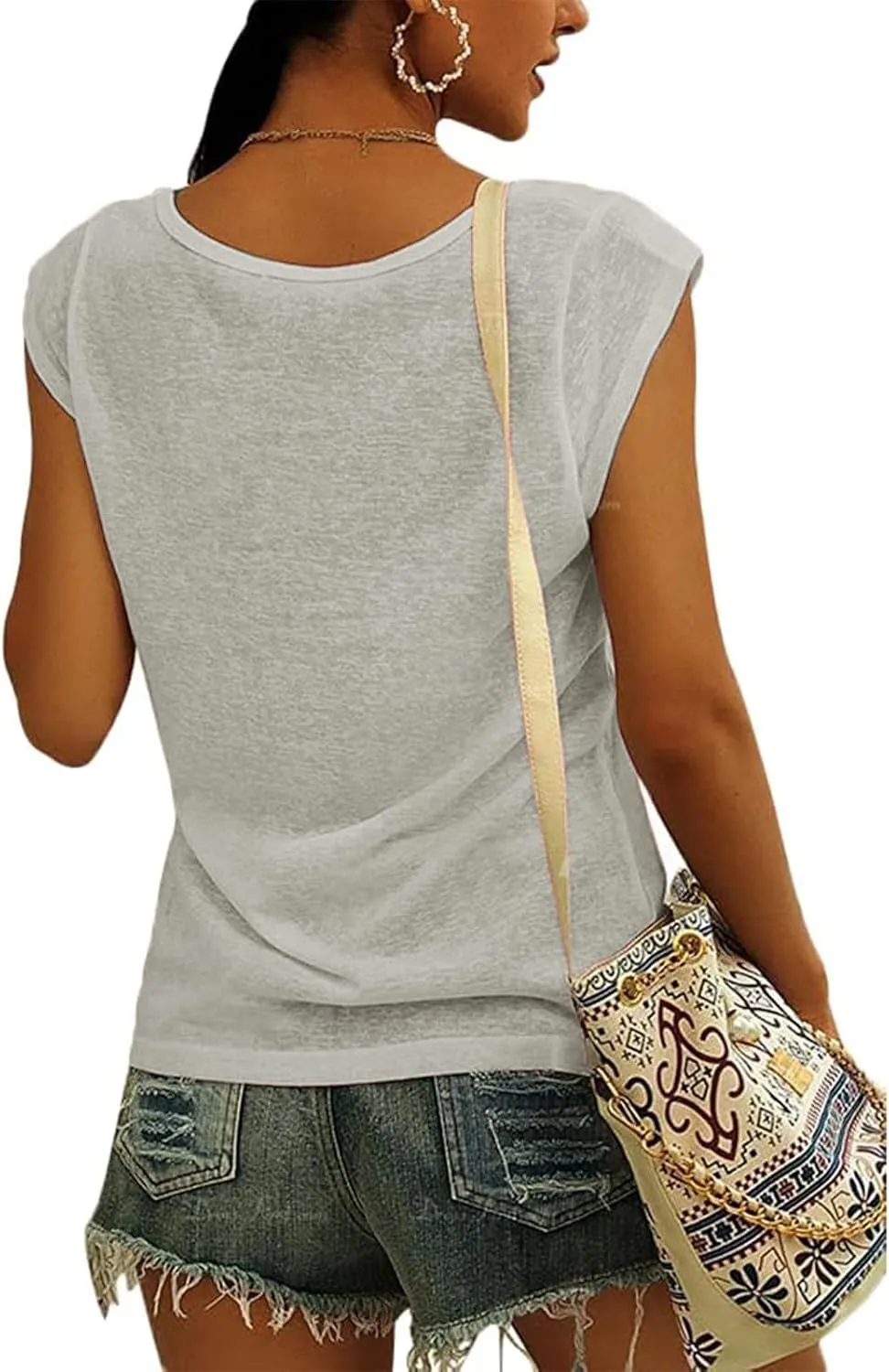 Fazortev Womens Cap Sleeve Blouses Rose Graphic Tees T-Shirt Casual V Neck Tank Tops Loose Fit Summer Basic Shirts