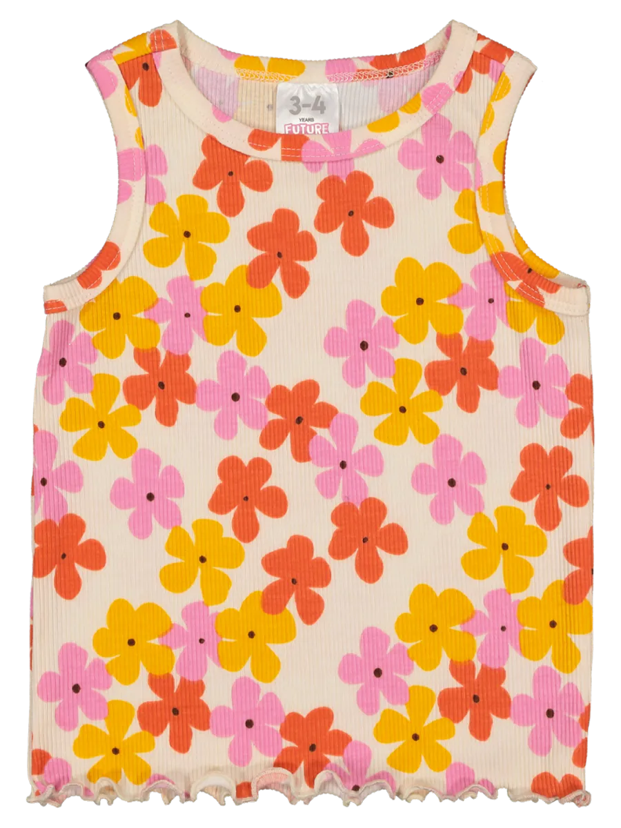 Floral Print Rib Vest