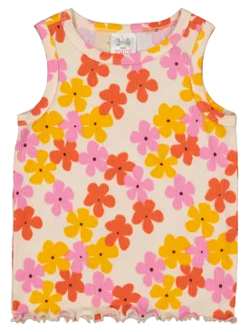 Floral Print Rib Vest