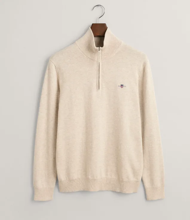 GANT -  Classic Cotton Half Zip, Light Beige