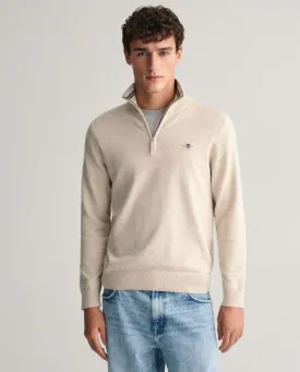 GANT -  Classic Cotton Half Zip, Light Beige