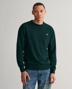 GANT - Superfine Lambswool C-Neck Sweater, Tartan Green