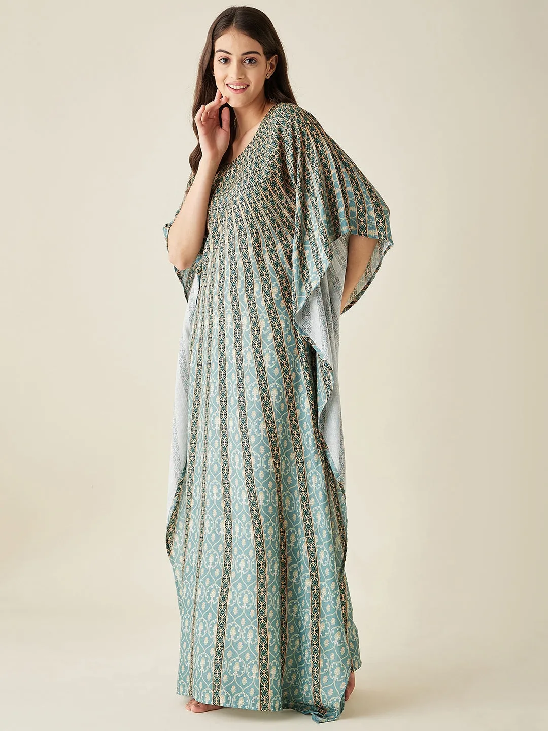 Green Sunburst Supersoft Kaftan Loungewear - The Kaftan Company