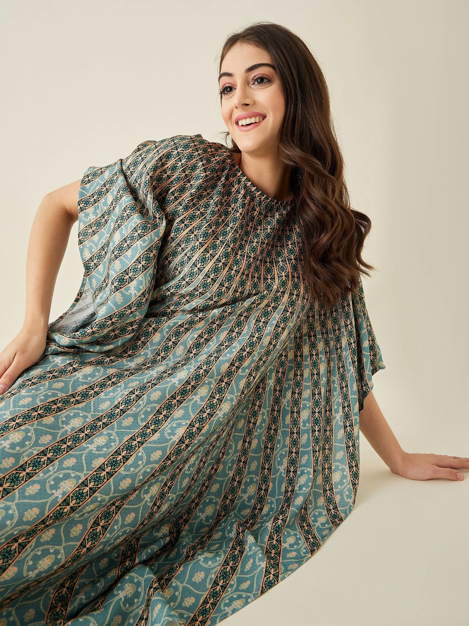 Green Sunburst Supersoft Kaftan Loungewear - The Kaftan Company