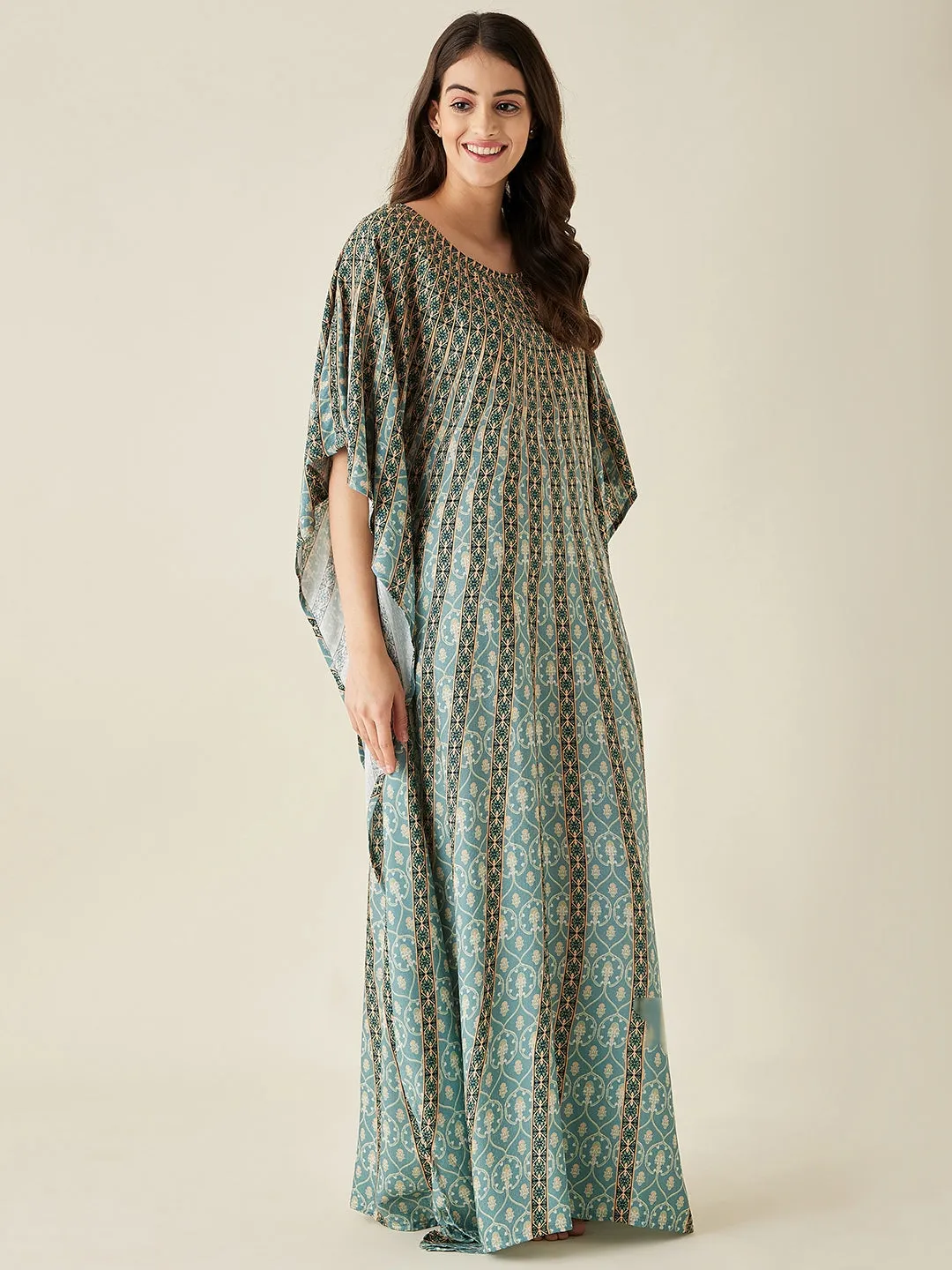 Green Sunburst Supersoft Kaftan Loungewear - The Kaftan Company