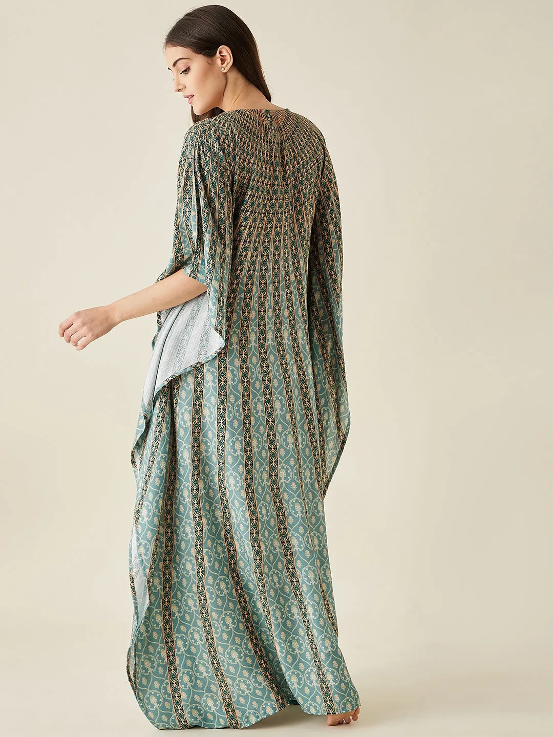 Green Sunburst Supersoft Kaftan Loungewear - The Kaftan Company