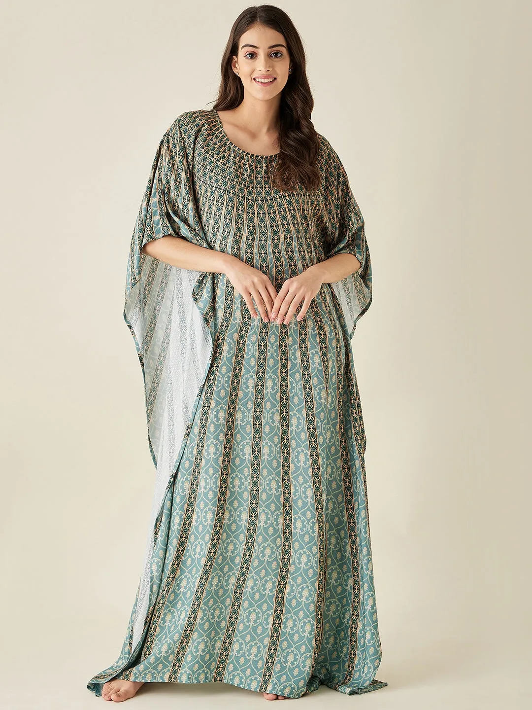 Green Sunburst Supersoft Kaftan Loungewear - The Kaftan Company
