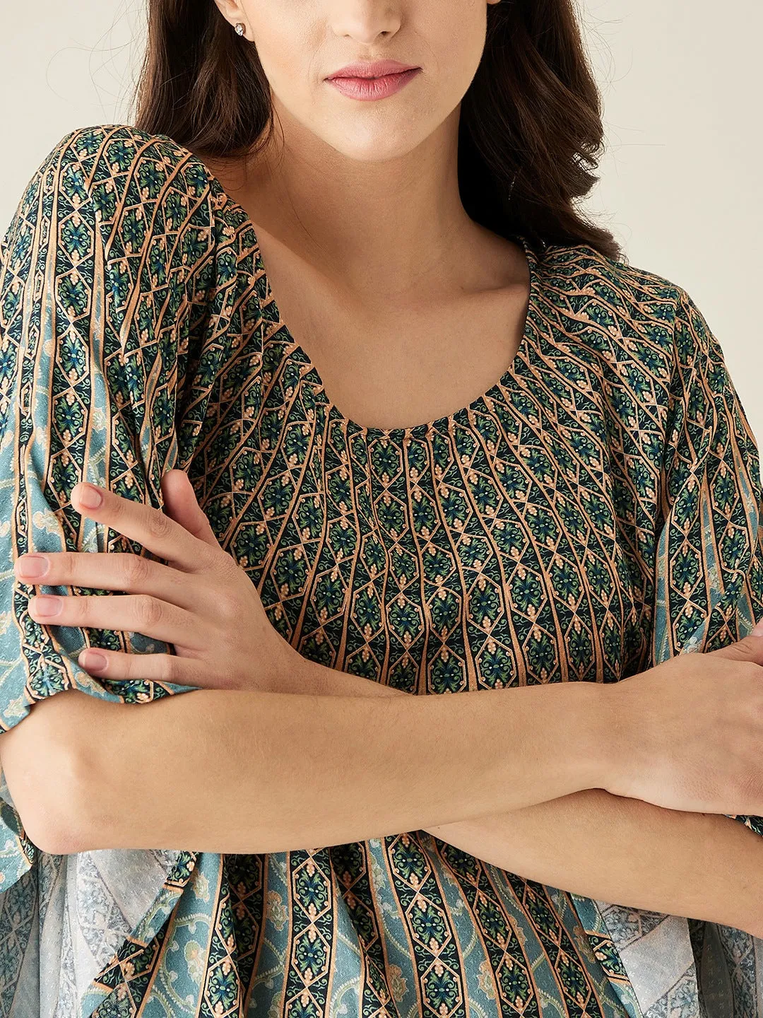 Green Sunburst Supersoft Kaftan Loungewear - The Kaftan Company
