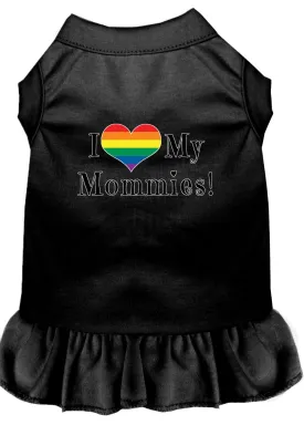 I Heart My Mommies Screen Print Dog Dress Black Xl