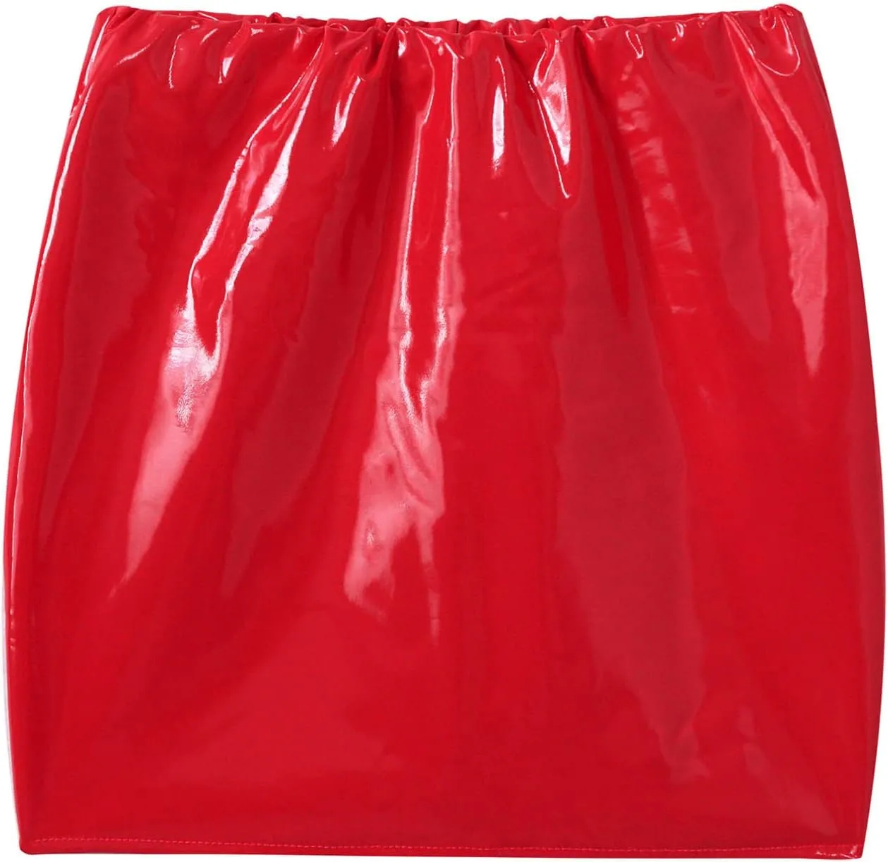 iiniim Women's Glossy Faux Leather Dress Classic High Waist Sexy Slim Mini Pencil Leather Skirts