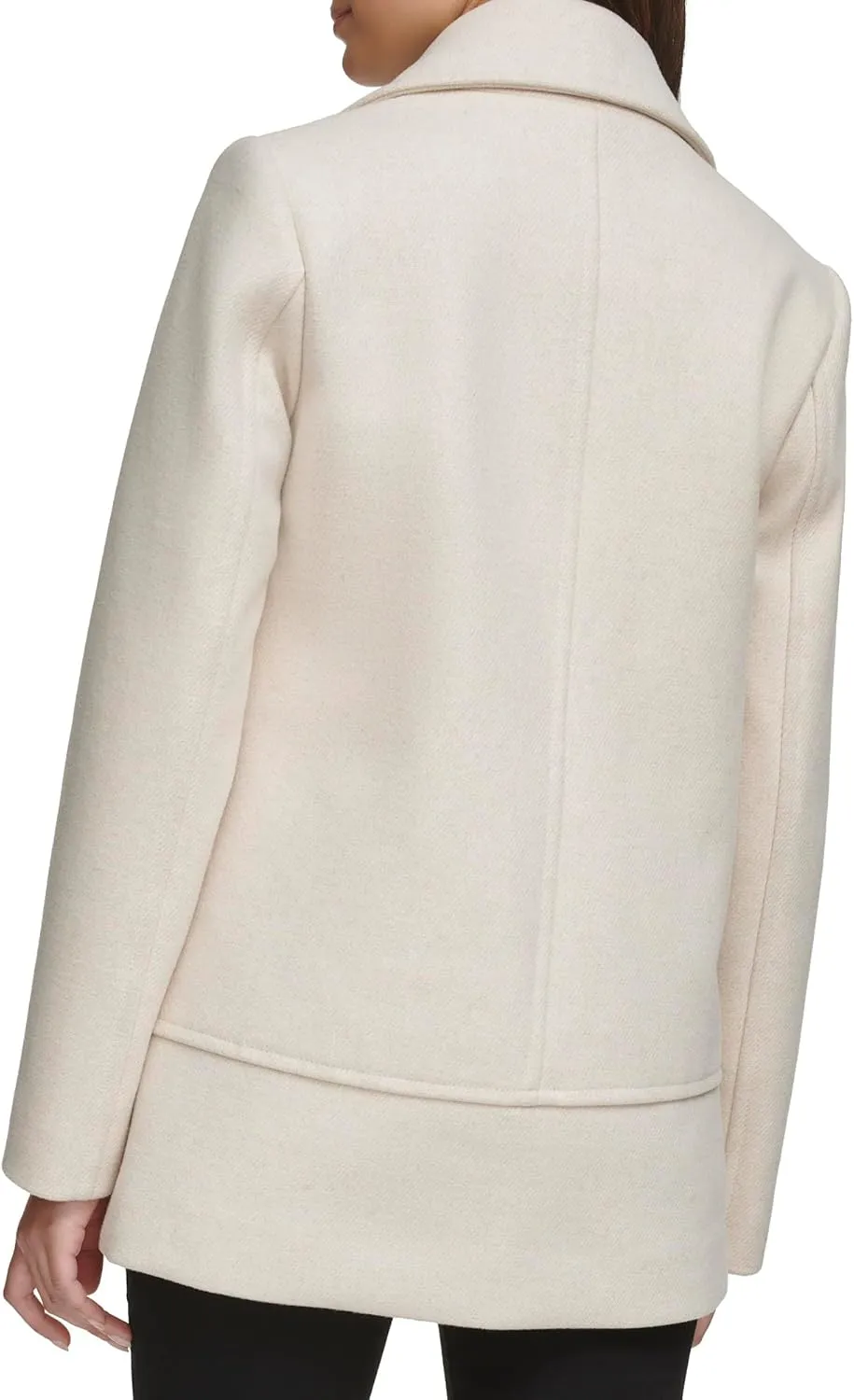 Kenneth Cole Women's Double Breast Notch Collar Button Details Wool Coat