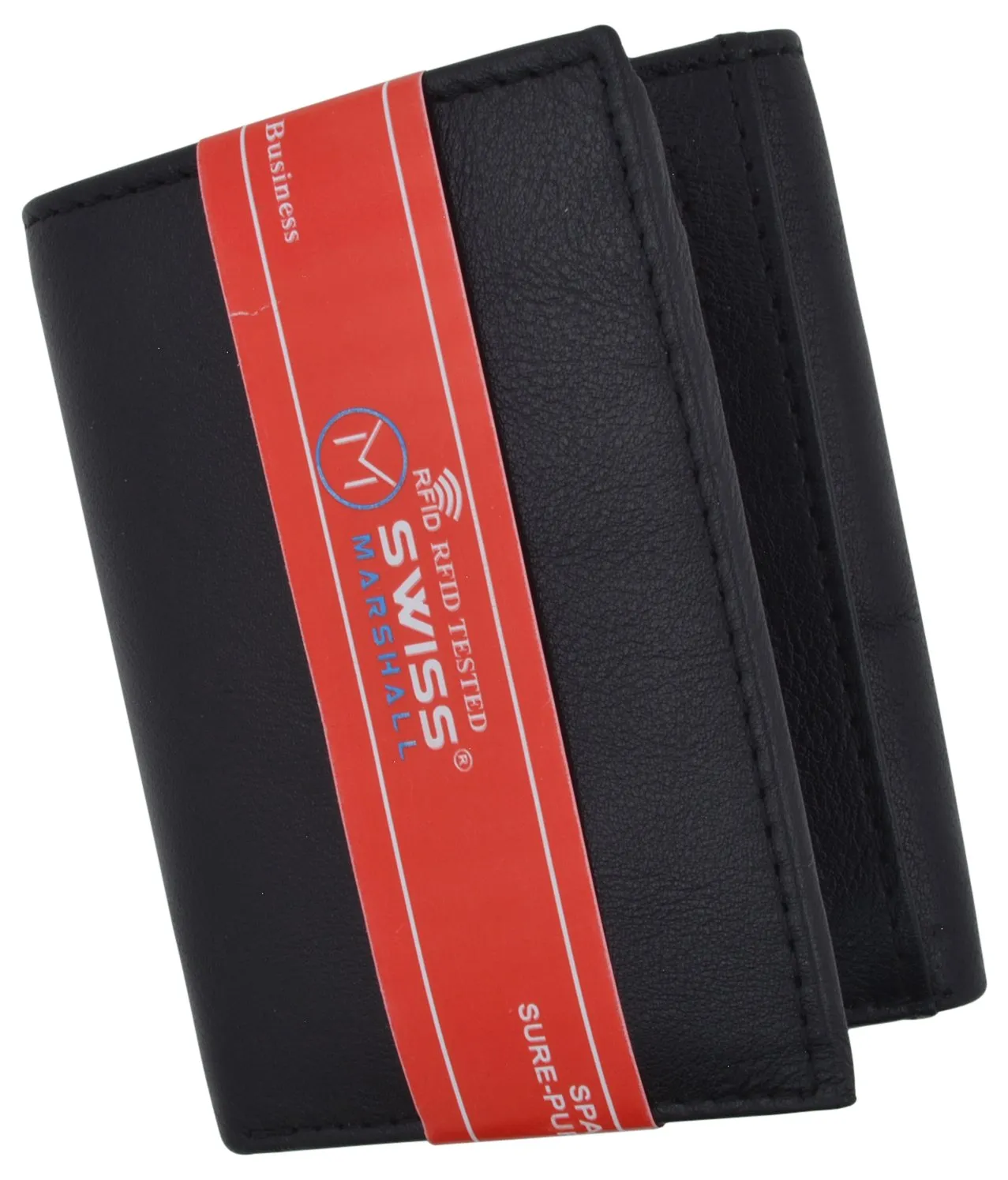 Leather RFID Blocking Trifold Credit Card Mens Wallet W/Outside ID Window & Box RFID521355