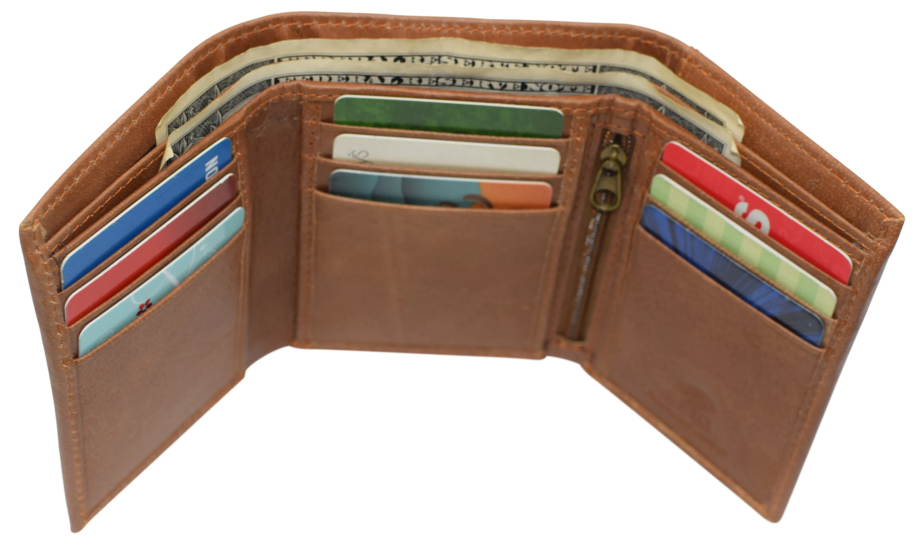 Leather RFID Blocking Trifold Credit Card Mens Wallet W/Outside ID Window & Box RFID521355