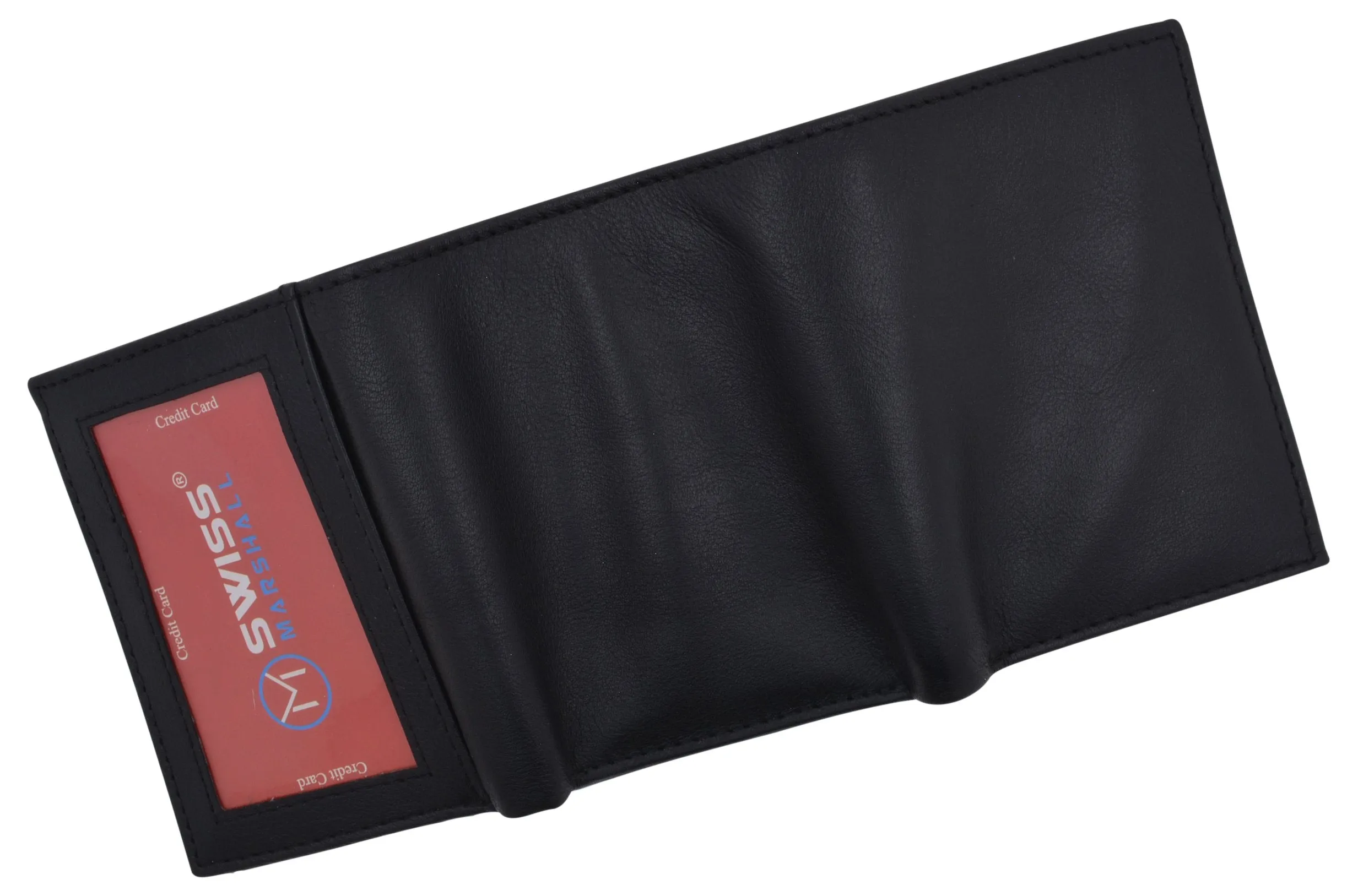 Leather RFID Blocking Trifold Credit Card Mens Wallet W/Outside ID Window & Box RFID521355