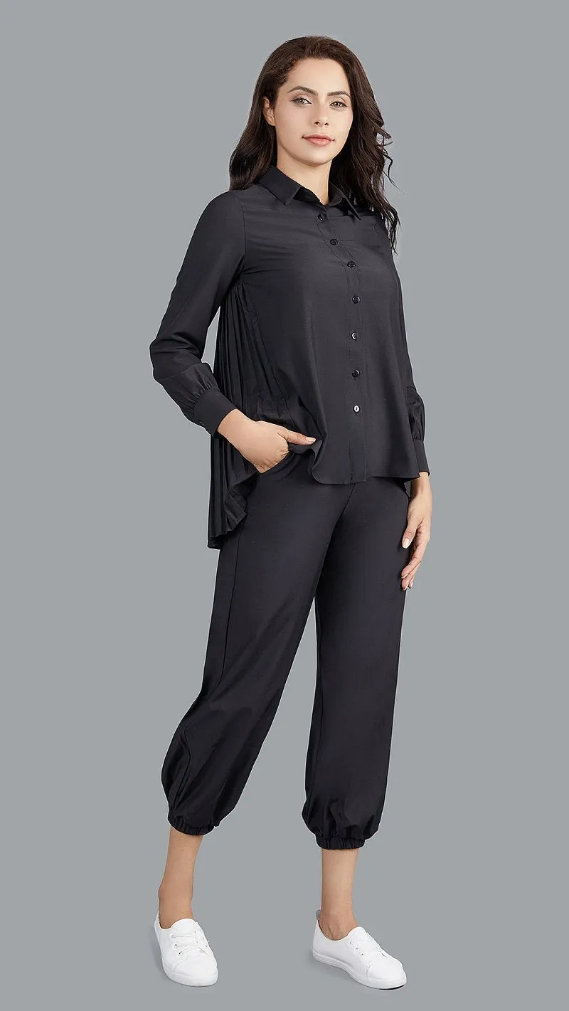Lustrous Pleated Back Shirt