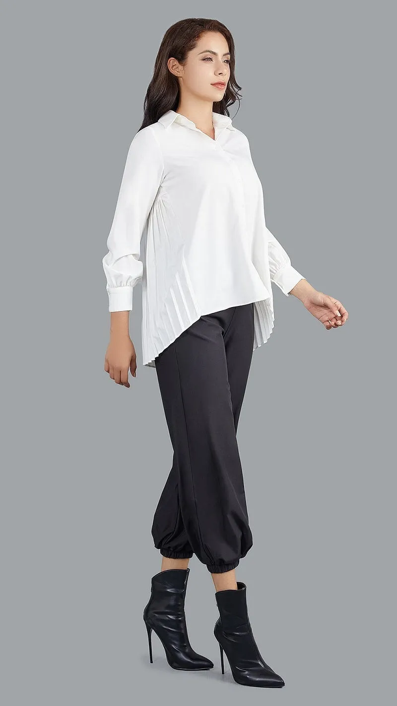 Lustrous Pleated Back Shirt