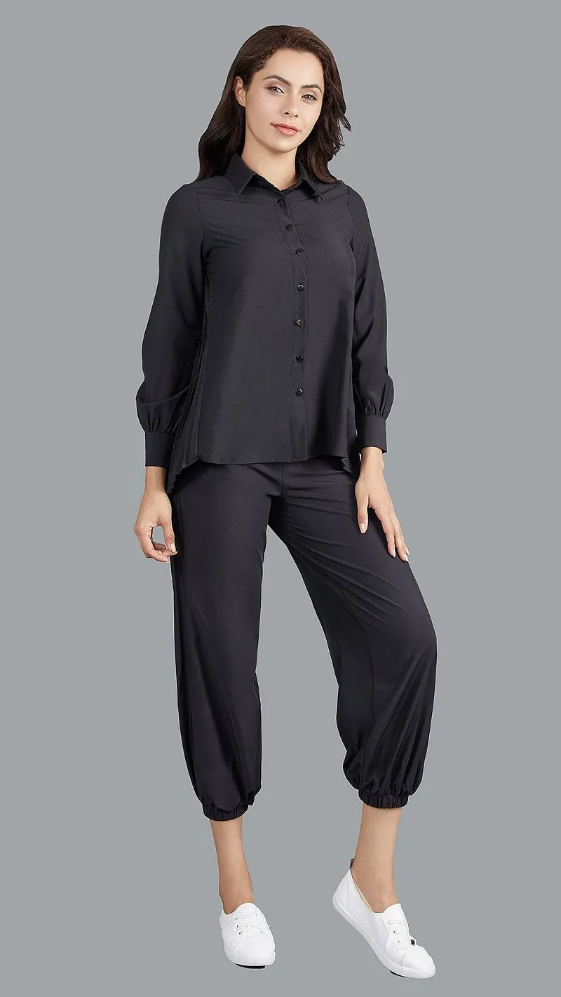 Lustrous Pleated Back Shirt