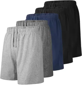 Men's Athletic Shorts with Pockets,Sweat Shorts for Men Pack,7 Inch Cotton Knit Shorts Men Multipack Casual Fit Summer