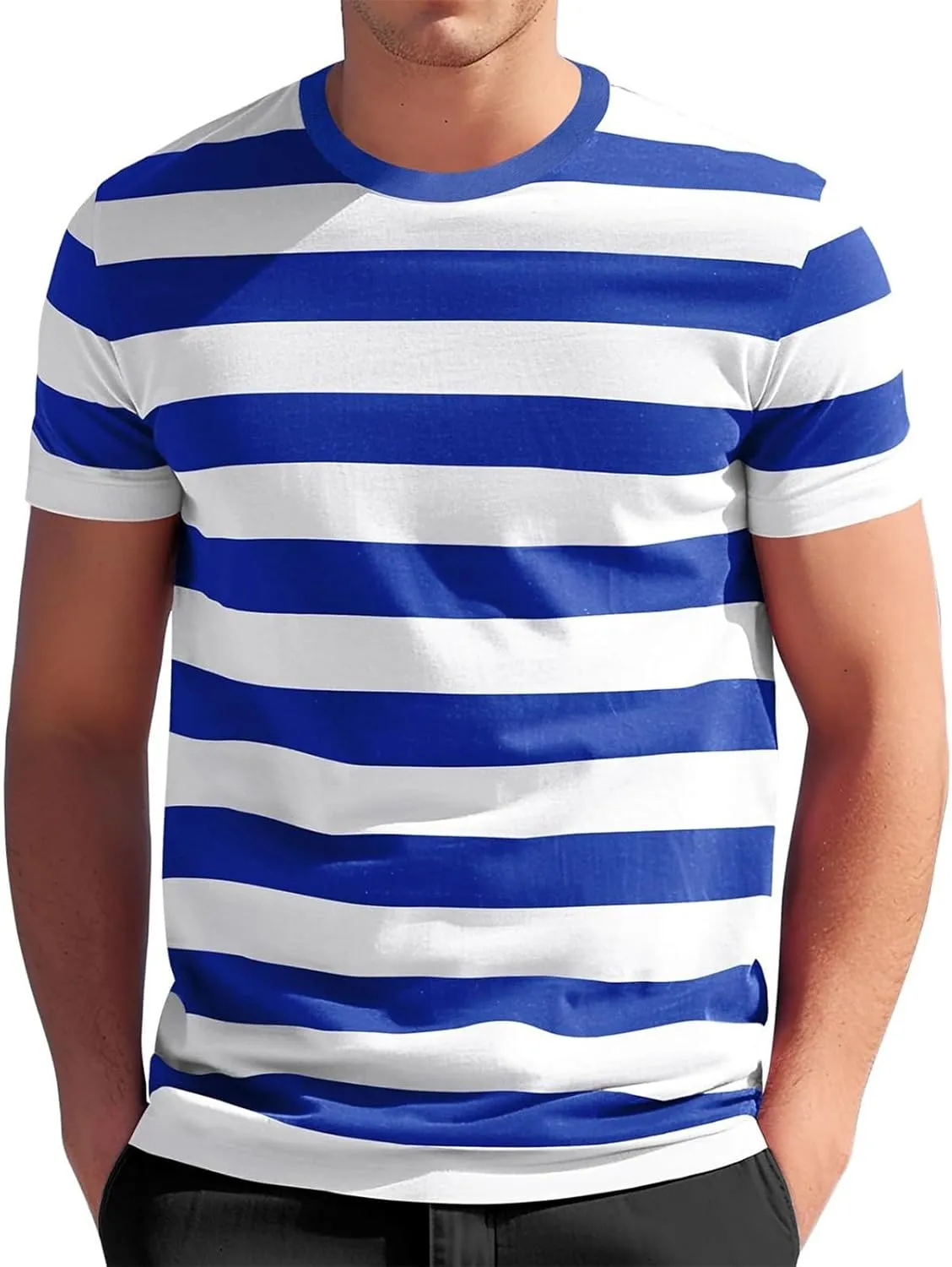 Mens Fashion Striped Short Sleeve Shirt Casual Fitted Everday Work T-Shirts Basic Going Out Travel Tee Tops