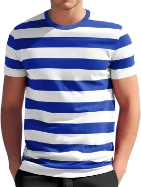 Mens Fashion Striped Short Sleeve Shirt Casual Fitted Everday Work T-Shirts Basic Going Out Travel Tee Tops