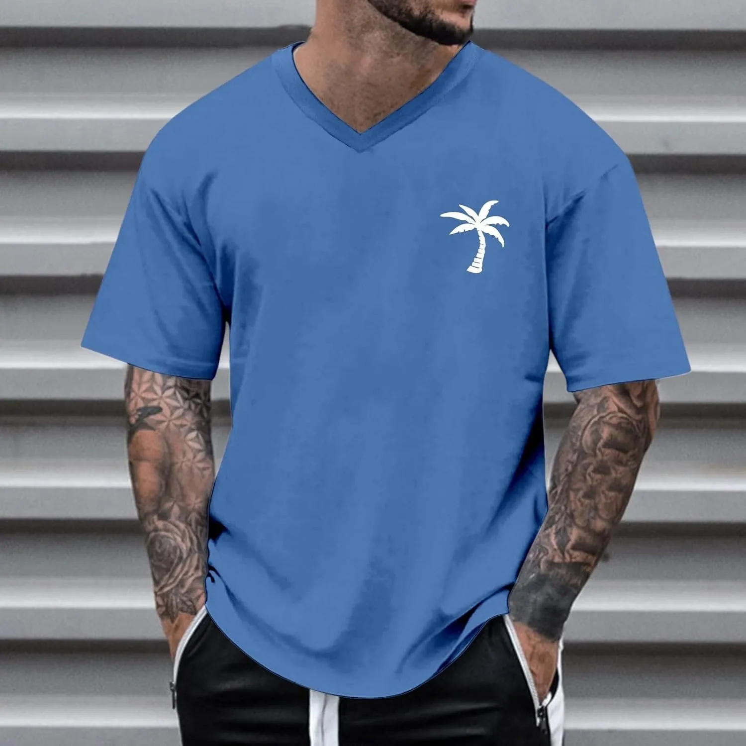 Mens Loose Fit Graphic Shirts Short Sleeve Heavyweight Cotton Printed T-Shirts Casual Retro Streetwear Tshirts Tops