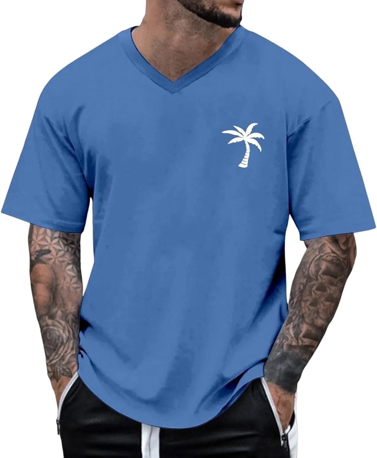 Mens Loose Fit Graphic Shirts Short Sleeve Heavyweight Cotton Printed T-Shirts Casual Retro Streetwear Tshirts Tops