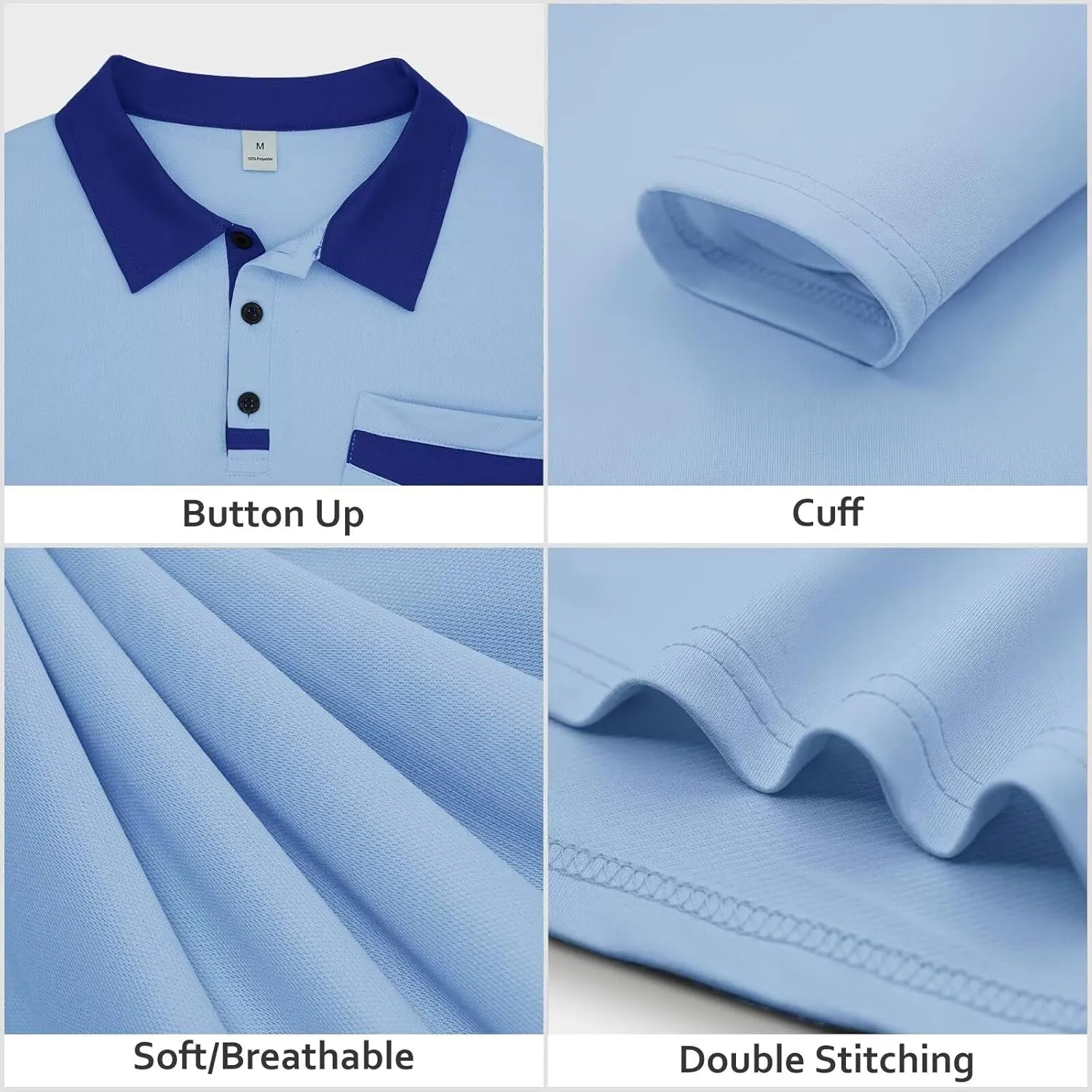 Men's Polo Shirts Long Sleeve 2024 Casual Polo T-Shirts Color Block Slim Fit Golf Polo Shirt with Pocket