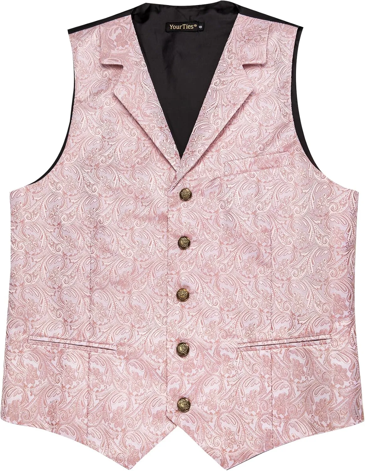 Mens Victorian Vest Tie Set Silk Paisley Suit Vests Formal Waistcoat Gothic Steampunk Vest with Notched Lapels
