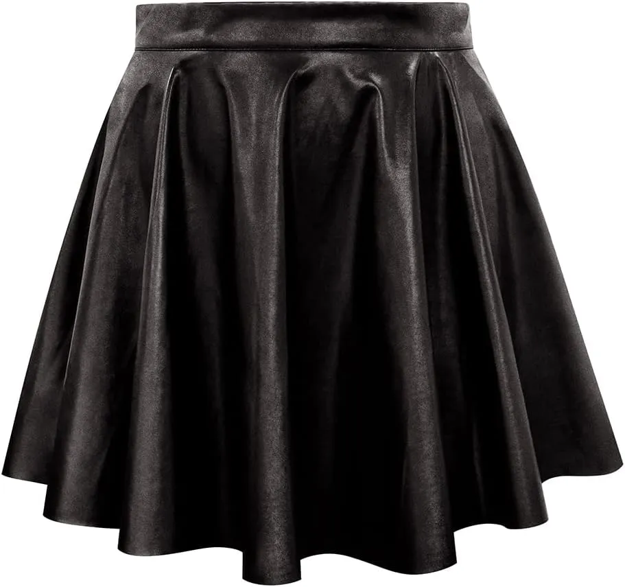 RITERA Plus Size Basic Versatile Stretchy Elastic Waist Flared Casual Mini Skater Skirt/Pleated Plaid Skirt for Women XL-5XL