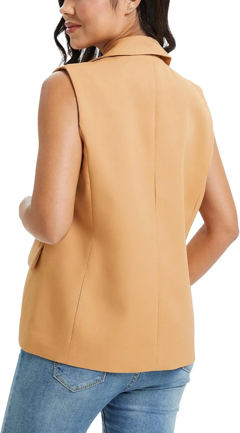 Spicy Sandia Sleeveless Blazer Vests Dress Fashion Business Casual Dressy Jacket Spring Summer Trendy Work Clothes
