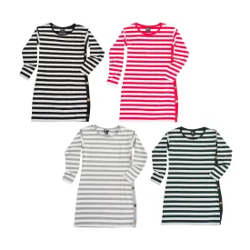 Stripe Long Sleeve Dress with Button Details