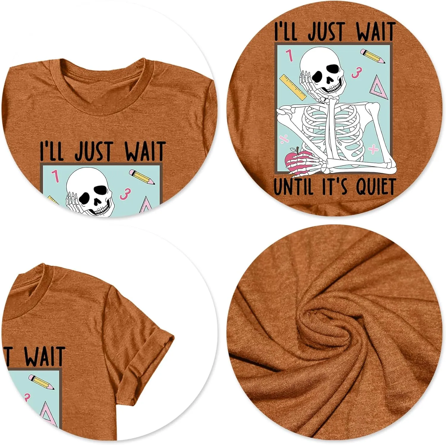Teacher T-Shirt for Women I'll Just Wait Until It's Quiet Shirt Funny Teacher Graphic Tee Tops