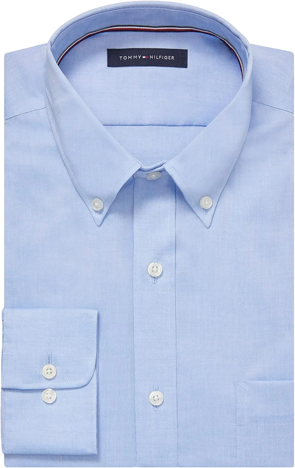 Tommy Hilfiger Men's Non Iron Solid Button Down Collar Shirt - Amazon Exclusive