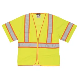 WCCL3LX4 MCR Class 3,Poly,Mesh Safety Vest,4 1/2" Yellow/Silver Stripe,Orange