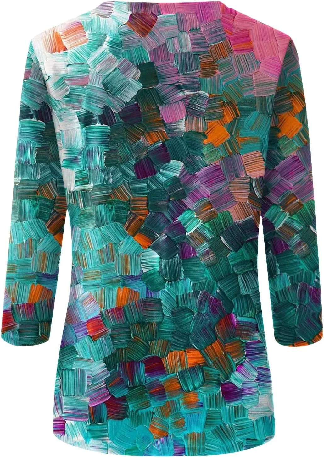 Womens 3/4 Sleeve Tops 2025 Summer Floral Print Round Neck Shirts Loose Fit Three Quarter Sleeve Tshirts